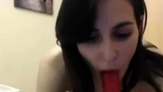 Hot Small Tit Babe Fucks Herself on Webcam