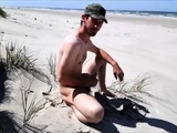 Exhibtionist jerking at the beach