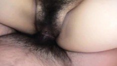 Smiling Asian babe gets covered in cum after being pounded raw