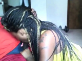 Ebony With Braids Give A BJ And Get A Facial