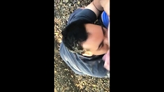 Young guy sucks daddy's hairy dick and swallow his cum
