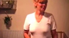 Mature with small saggy tits strip to MADONNA